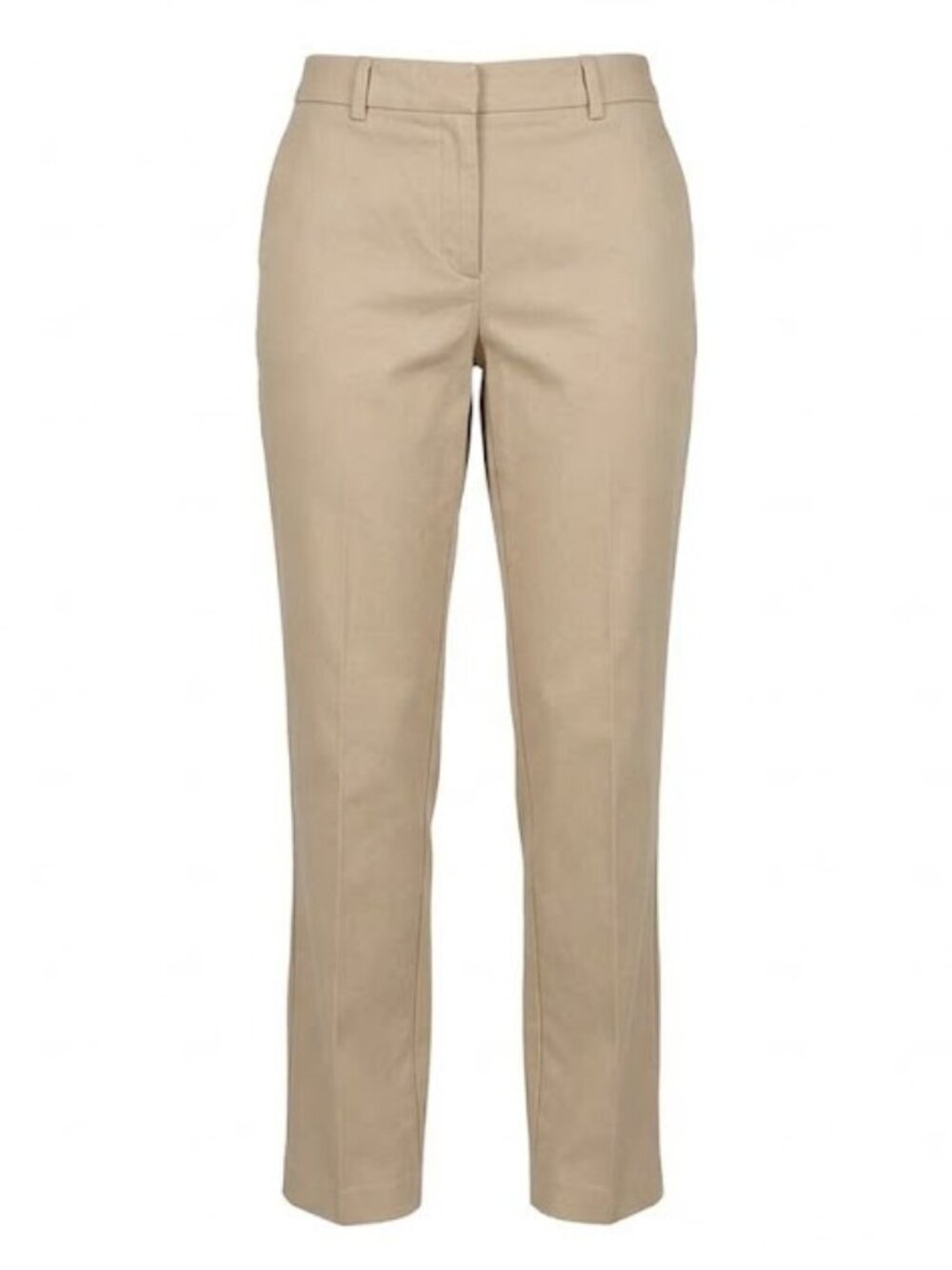 Liz Claiborne Khaki Trousers Size 14 Classic Straight Leg Stretch Cotton